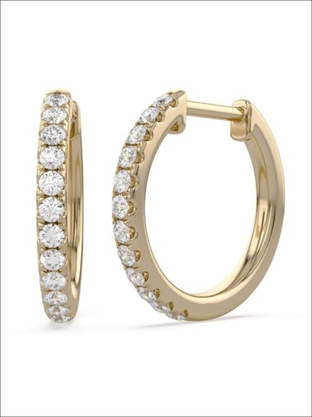 12MM Huggie Hoop Earrings with 0.30ctw Round Lab Grown Diamond in 14K Yellow